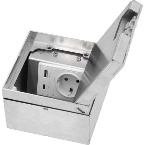 Prise de sol encastrable étanche 2 broches avec port USB Type C charge rapide, prise femelle pour centre commercial et rénovation maison (1/5)