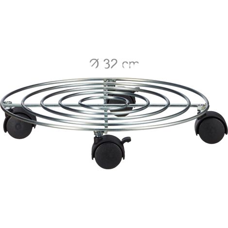 Soporte para plantas con ruedas y frenos macetero redondo de metal 32 cm 130002153 (1/3)