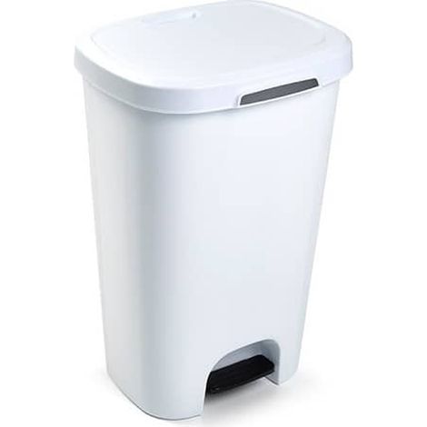 Cubo basura plastico apertura pedal 50 Litros Blanco