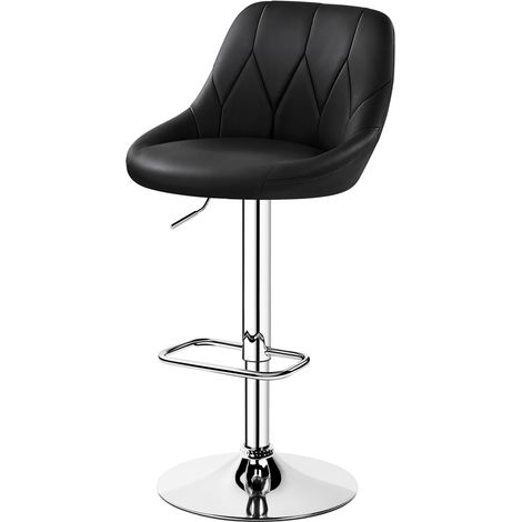 Homevive Juego de Taburetes de Bar de Altura Ajustable 86-107,5 cm Sillas de Bar Asiento Giratorio Reposapiés Cuadrado Estructura de Metal Galvanizado (Negro, 1 Unidad)