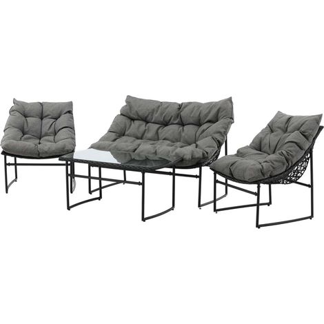 Tina Lounge-Set 4 Teile schwarz.