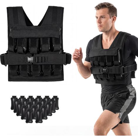 Pour intensifier vos entraînements, gilet lesté 0-20 kg avec 20 poids amovibles et sangles ajustables (1/5)