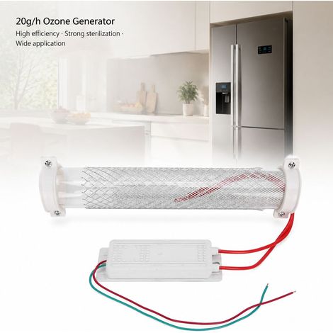 Generatore di ozono 20 g/h, in alluminio/vetro bianco, purificatore d'aria e deodorizzante per frigorifero e umidificatore compatto (1/5)