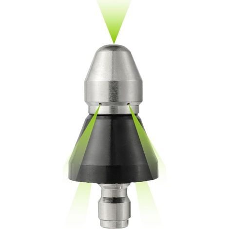 5000 PSI en acier inoxydable 1 jet avant et 6 jets arrière Outil de nettoyage d'égout Buse haute pression avec connecteur rapide de 6,35 mm pour nettoyeur de vidange à jet de pression (1 pièce)