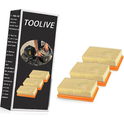 Lot de 3 filtres plissés plats de rechange Karcher Mv4 Mv5 Mv6 Wd4 Wd5 Wd6, Wd4p Wd5p Wd6p Wet-dry Vacuu- (1/3)