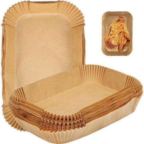 100 feuilles de papier sulfurisé rectangulaires (25,5 x 17,5 cm) sans BPA, jetables, compatibles avec friteuse à air chaud, (1/4)