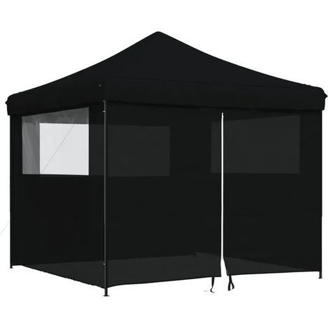Tente de réception pliable noire avec 4 panneaux latéraux (1/5)