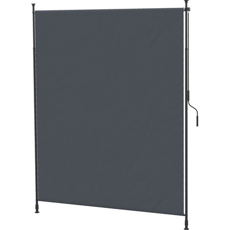 Store latéral vertical rétractable 200 x 292 cm en aluminium gris pour terrasse et balcon (1/5)