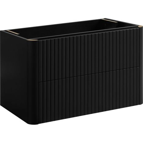 Meuble sous-vasque suspendu LINEA noir 80 cm (1/5)