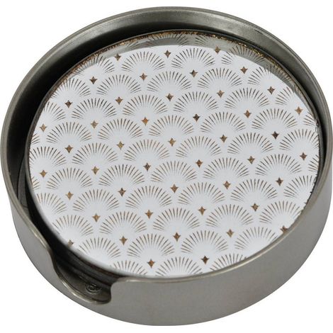 Deco Scallop Coasters (Set of 4) - Glass/Plastic - L11 x W11 x H3 cm - Antique Gold