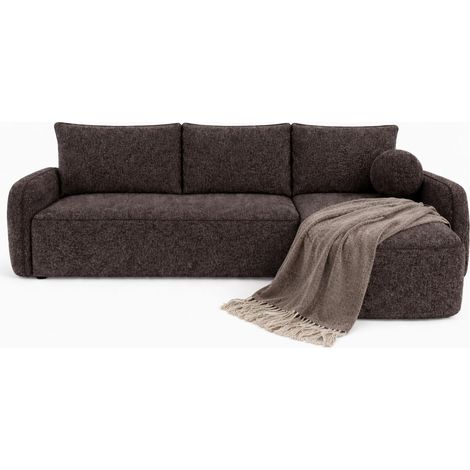 SOFELLO MILO BRAUN, 3-Sitzer Couch 230x160 cm – Modernes Design, Weicher Bouclé-Stoff & Hoher Komfort (1/5)