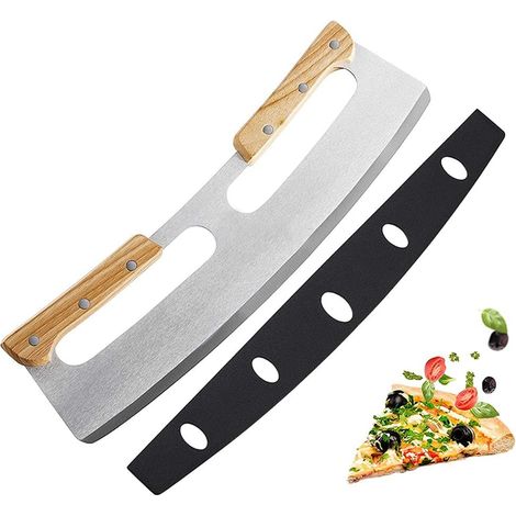 Pizzamesser, Pizzamesser aus Edelstahl, Pizzaschneider mit Holzgriff, Pizzamesser, Pizza Knife Cutter, für Pizza, Pasteten, Waffeln, Lasagne