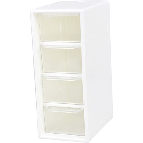 Organisateur de bureau à 4 compartiments avec tiroirs transparents empilables plastique premium multi-fonction rangement maison bureau (1/5)