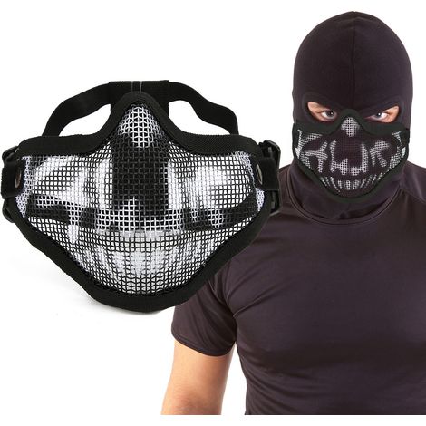 Masque de protection en acier pour airsoft et paintball - Modèle V1 Noir