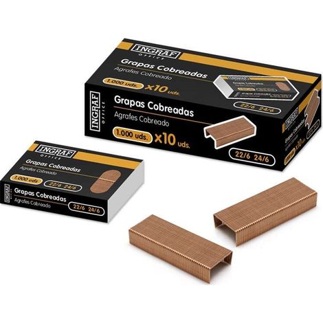 Ingraf scatola de 1000 graffe 22/6 - filo de alta qualità - ramato --
