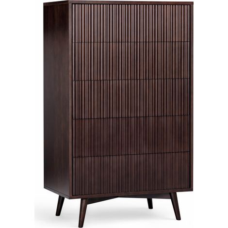 Teamson Home Tremolo 5-Drawer Chest of Drawers with Fluted Fronts and Contemporary Bedroom Storage, Black Finish (1/5)