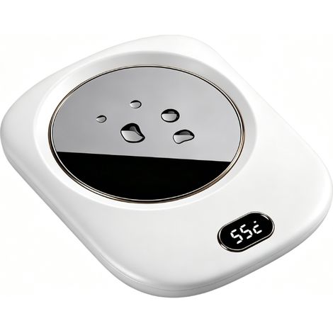 Scaldatazze digitale con display, sottopentola riscaldato intelligente con 3 livelli di temperatura, scaldatazze elettrico per ufficio (bianco) (1/5)