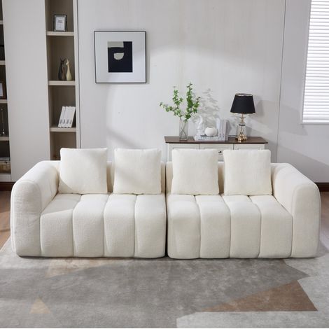 Canapé modulable 4 places en tissu beige, 260x94,5x80 cm, sans montage (1/5)