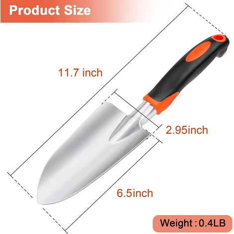 Pala da giardino ergonomica per piantare, trapiantare e diserbare - Attrezzo manuale ideale per smuovere il terreno - Arancione ALTRO (1/3)