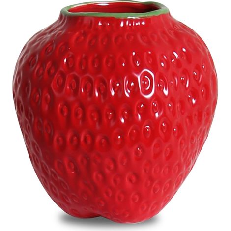 Mini vase en céramique en forme de fraise, joli vase décoratif, parfait pour les compositions florales, design unique.
