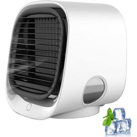 Climatiseur Portable, Ventilateur Brumisateur Silencieux Avec 3 Vitesses, Veilleuse LED Et Réservoir D'eau De 300 Ml, Ventilateur De Bureau Idéal Pour La Maison, Le Bureau, La Chambre Et Les Vo white (1/4)
