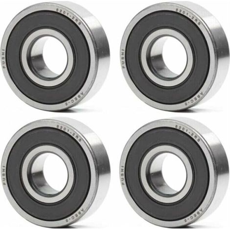 Rodamiento de bolas 6201-2RS (12×32×10 mm) con juntas de goma, ABEC-5, prelubricado – Paquete de 4