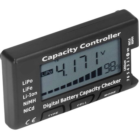 Testeur de capacité batterie numérique lecteur tension % pour LiPo LiFe Li-ion NiCd NiMH ABS noir (1/5)