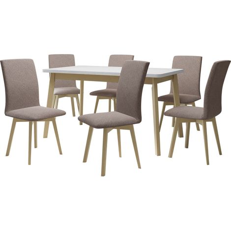 Conjunto de mesas y sillas para comedor Victorville 323, Roble Sonoma, 75x80x140cm, Diámetro: 0, Número de asientos: 6, Estilo: Contemporary