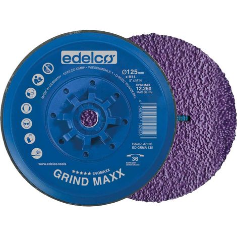 EDELCO Grind Maxx 125 mm Schleifscheibe für Winkelschleifer, hohe Haltbarkeit.