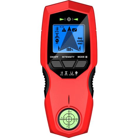 Detector de montantes de madera con pantalla LCD retroiluminada, sensor de metal y de cable de alimentación. Tres modos de escaneo seleccionables con función de posicionamiento de clavos. (1/5)
