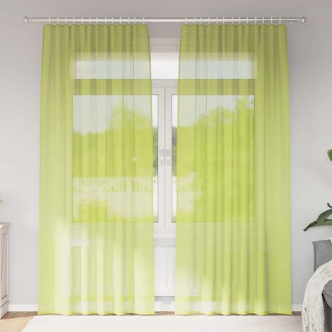 Voile Vorhänge mit Stangentaschen 2 Stk. Apfelgrün