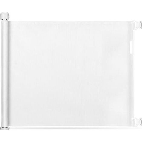 Barrière de Sécurité Rétractable pour Bébés et Chiens (0 à 130 cm), barrière de securité Escalier, Barrière Sécurité Enfant Relocalisable, pour une Utilisation à l'Intérieure et à l'Extérieure, Blanc (1/5)