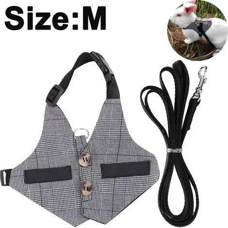 Harnais Pour Lapin - Laisse Extensible En Coton - Ajustable Pour Activités Extérieures - Tailles S M L (1/5)