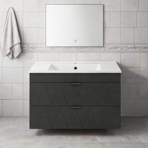 Meuble de salle de bain en mDF céramique 76 x 46 x 50 cm (1/5)