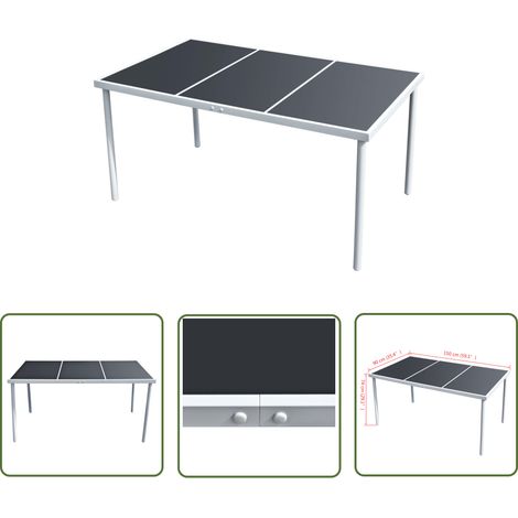 The Living Store Gartentisch 150x90x74 cm Schwarz Stahl - Esstisch - Gartentisch - Outdoortisch - Glastisch - Stahltisch (1/4)