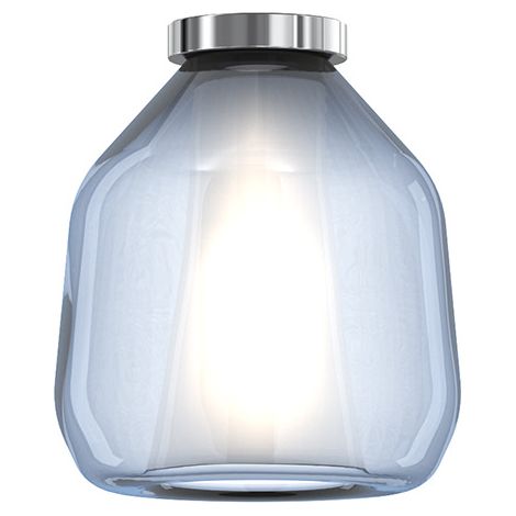 Plafoniera Contemporanea Double Skin Beta Metallo Cromo Vetro Blu 1 Luce E27