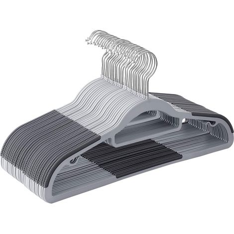 Set di 30 grucce grucce robuste in plastica antiscivolo salva-spazio spessore 0,6 cm ganci girevoli a 360° lunghezza 42 cm grigio chiaro e grigio scuro 120000643