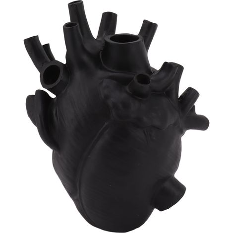 Moderne herzförmige Vase aus Kunstharz – Dekorativer Blumentopf für Wohnzimmer, Büro oder Hochzeit – Schwarz
