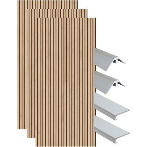 ONDEE - Kit instalación paneles murales nicho BELLA listones madera 120cm perfil cromado