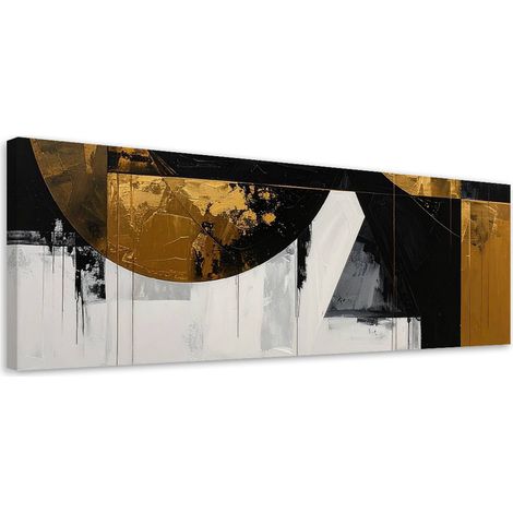 Stampe su Tela, Astrattismo forme nero oro, 90x30 (1/5)