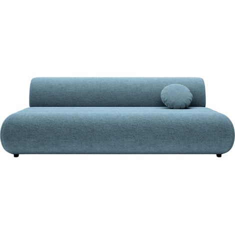 BORDILLA - Canapé droit convertible tissu chenille 3 places Bleu (1/5)