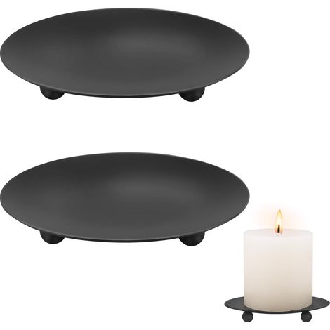 Lot de 2 bougeoirs pour bougies jusqu'à 9 cm, noir, décoration de table, mariage, prière, fête de famille, noir (1/5)