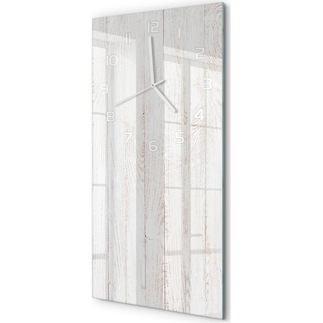Horloge Murale Rectangulaire Verticale Gain de Place Déco Murale Arrière-plan en bois 30x60 cm (1/5)