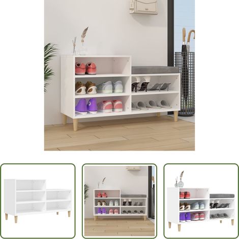 vidaXL Bois d'ingénierie - Armoire à chaussures Blanc 102x36x60 cm Bois d'ingénierie (1/5)
