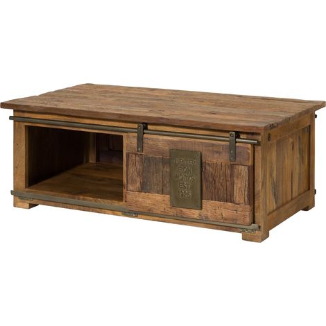 Table basse Manguier / Bois de récupération natur laqué 120x70 cm monté RAILWAY LIMITED 107 (1/3)