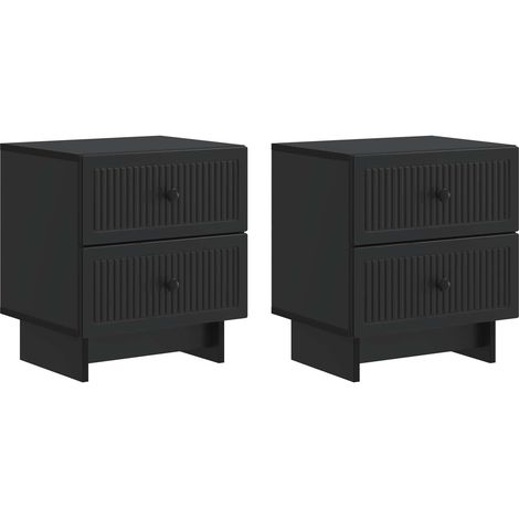 vidaXL Armadio da Notte con cassetto 2 pcs Nero 43 x 34,5 x 47,5