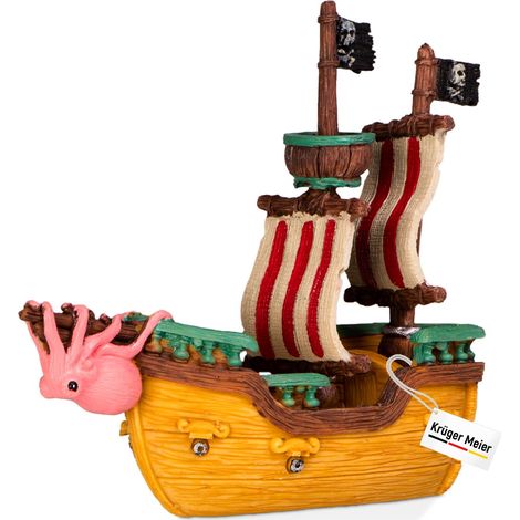 Mini decorazione a forma di nave pirata per acquario marino d'acqua dolce, 16 cm