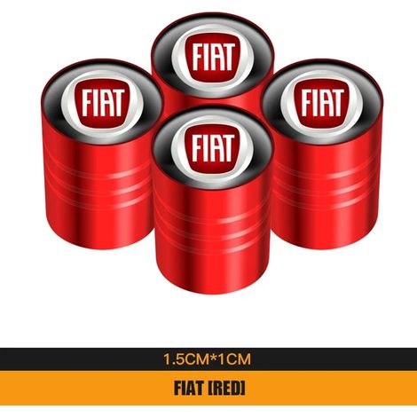 (Rouge) 4 bouchons de valve de pneu en métal avec emblème de voiture, compatibles avec 500 Grande Punto Tipo Freemont 500X Astra Stilo Bravo Panda (1/5)