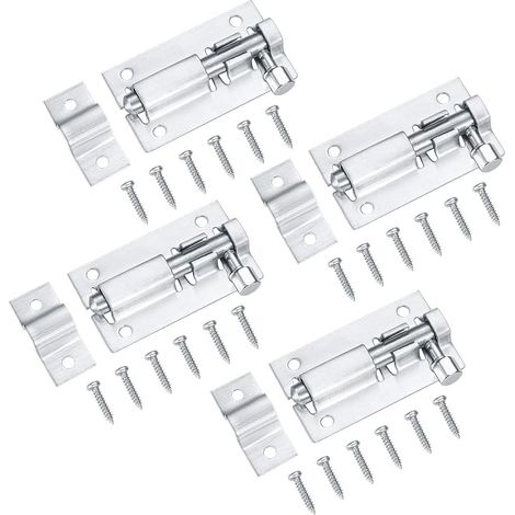 CCYKXA 4 Pcs Verrou de Porte, Loquet Porte Coulissante, Serrure Porte Coulissante, Serrure de Porte, Boulons de Verrouillage de Porte, Targette en Acier Inoxydable pour Chambre Toilettes - 2 Pouces (1/5)