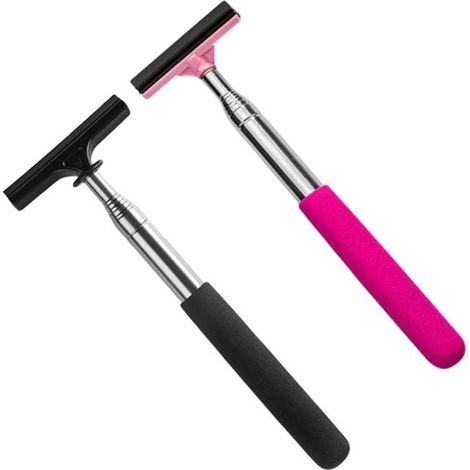 Raclette de fenêtre - 2 pièces - Raclette de fenêtre - Lave-vitre - Inox - Raclette de fenêtre voiture - Raclette de fenêtre extensible - Parfait pour voiture et maison - Rose, noir (1/5)